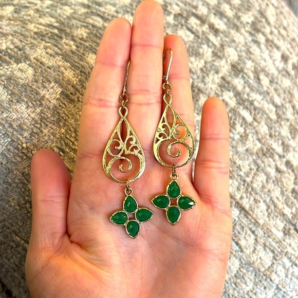 Green Statement Earrings - Picture 3 of 3